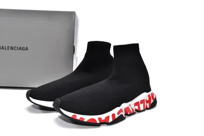 PKGoden  Balenciaga socks Sneaker Speed Black red letters 02