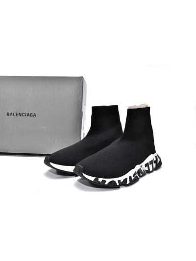 PKGoden  Balenciaga socks Sneaker Speed Black black letters 02