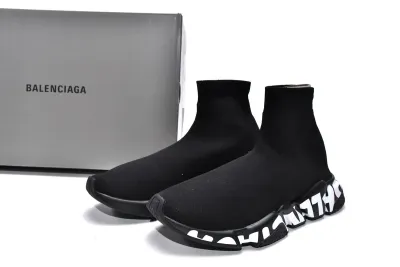 PKGoden  Balenciaga socks Sneaker Speed Black white letters 02