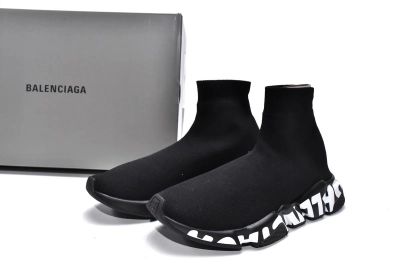 PKGoden  Balenciaga socks Sneaker Speed Black white letters 02