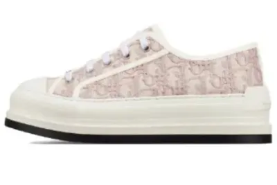 PKGoden  Dior Oblique Printed Fashion Board Shoes Thick embroidered pink 01