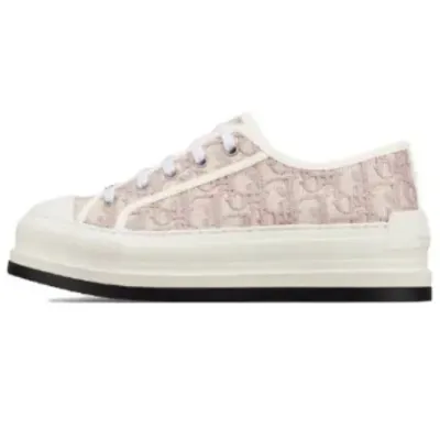 PKGoden Dior Oblique Printed Fashion Board Shoes Thick embroidered pink 01