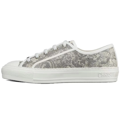 PKGoden Dior Oblique Printed Fashion Board Shoes Embroidered Grey Tiger 01