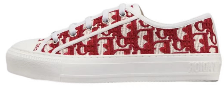   Dior Oblique Printed Fashion Board Shoes Embroidered in red