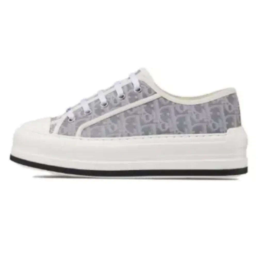 PKGoden Dior Oblique Printed Fashion Board Shoes Thick bottom embroidered all gray