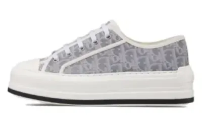 PKGoden  Dior Oblique Printed Fashion Board Shoes Thick bottom embroidered all gray 01