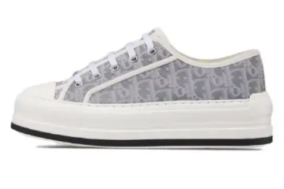 PKGoden  Dior Oblique Printed Fashion Board Shoes Thick bottom embroidered all gray 01