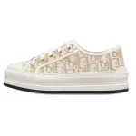 PKGoden Dior Oblique Printed Fashion Board Shoes Thick bottom embroidered yellow