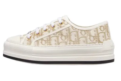 PKGoden  Dior Oblique Printed Fashion Board Shoes Thick bottom embroidered yellow 01