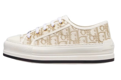 PKGoden  Dior Oblique Printed Fashion Board Shoes Thick bottom embroidered yellow 01