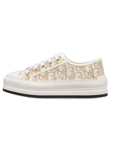 PKGoden  Dior Oblique Printed Fashion Board Shoes Thick bottom embroidered yellow 01