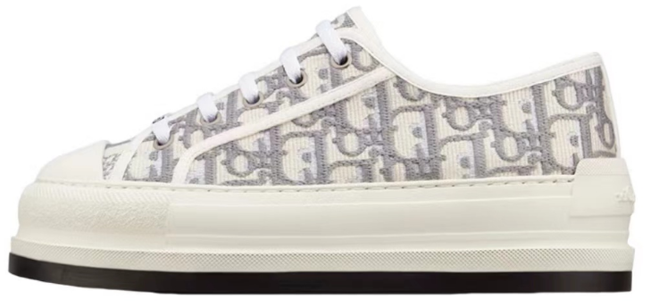   Dior Oblique Printed Fashion Board Shoes Thick embroidered gray