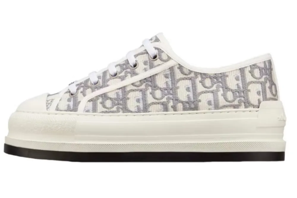 PKGoden  Dior Oblique Printed Fashion Board Shoes Thick embroidered gray