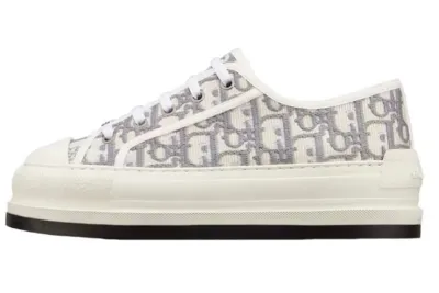 PKGoden  Dior Oblique Printed Fashion Board Shoes Thick embroidered gray 01