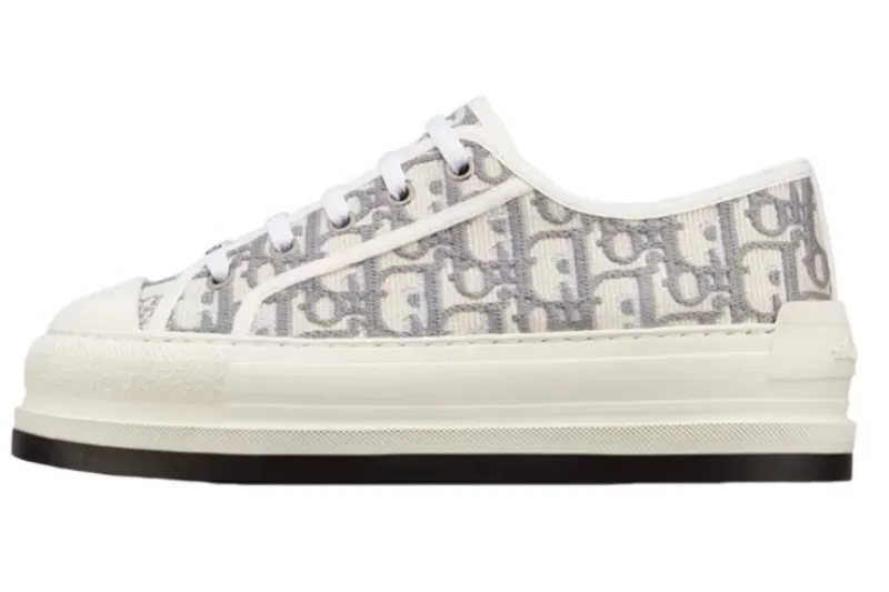 PKGoden  Dior Oblique Printed Fashion Board Shoes Thick embroidered gray