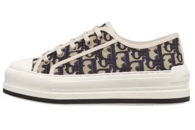 PKGoden  Dior Oblique Printed Fashion Board Shoes Thick embroidered black 01