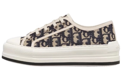 PKGoden  Dior Oblique Printed Fashion Board Shoes Thick embroidered black 01