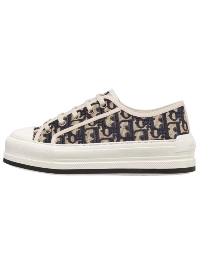 PKGoden  Dior Oblique Printed Fashion Board Shoes Thick embroidered black 01