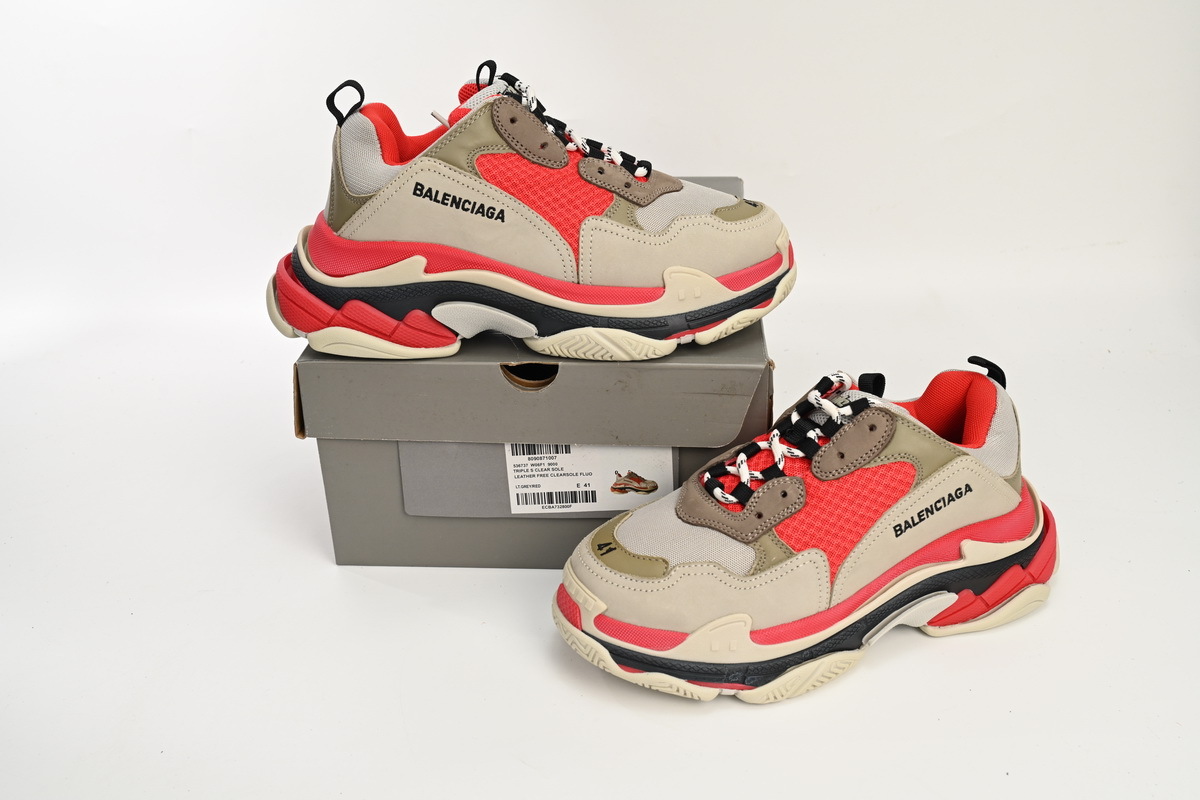 PKGoden  Balenciaga Triple S Red White Dark Grey  541624 W06E2 1863