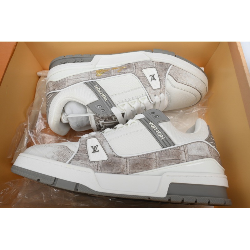 PKGoden LOUIS VUITTON Trainer Alligator Gray White