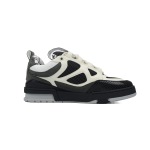 PKGoden Louis Vuitton Leather lace up Fashionable Skate Board Shoes Black Gray 1AC52M
