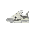 PKGoden Louis Vuitton Leather lace up Fashionable Skate Board Shoes White Gray 1ACQP4 