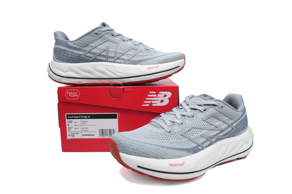 PKGoden  Fresh Foam X Vongo v6 Aluminum Grey Brick Red MVNGOLG6
