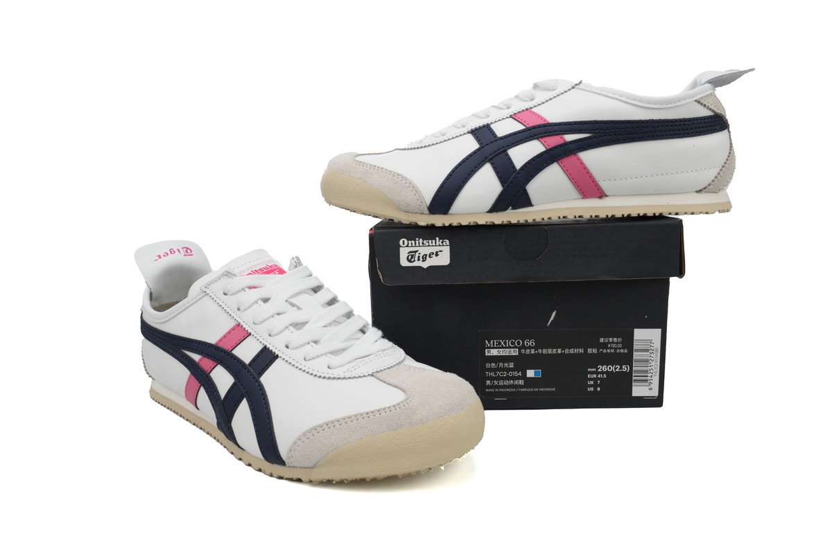POP  Onitsuka Tiger Mexico 66 White Navy Pink THL7C2-0154