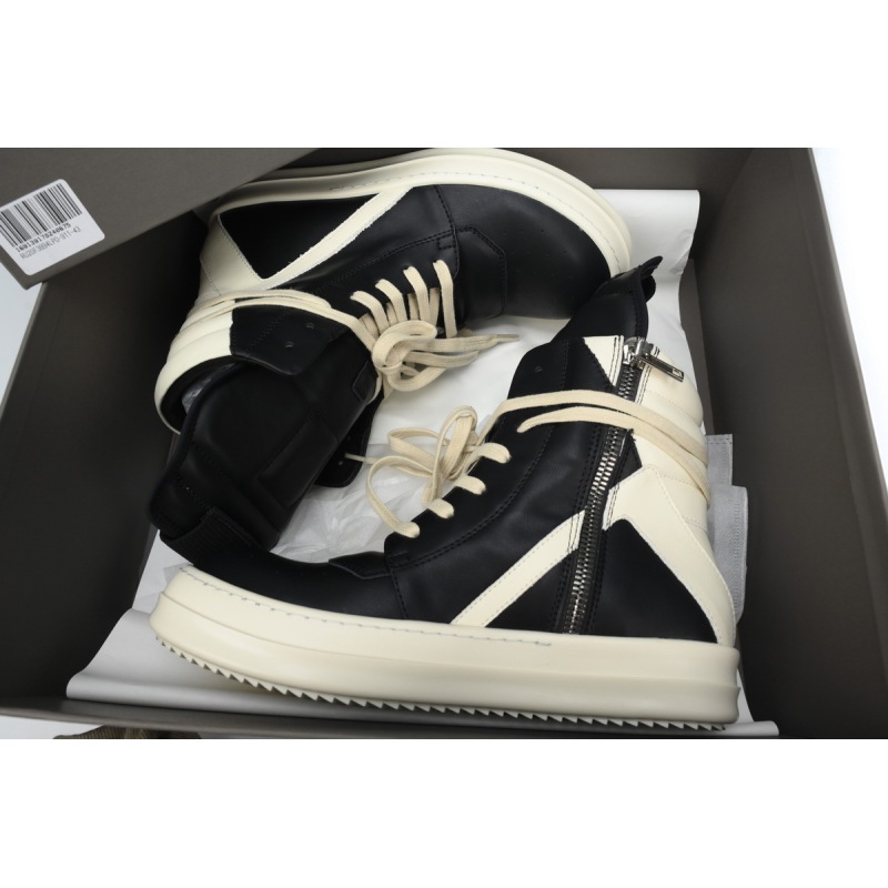 RICK OWENS/RO Geobasket Black and White RU02C7894LCGLPO-7511 