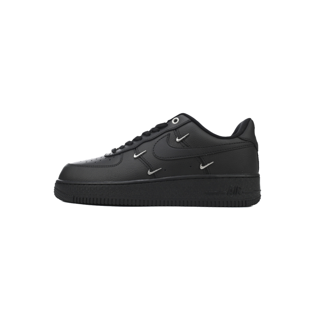 Air Force 1 Low Black Silver Mini Swoosh HQ1180-001 