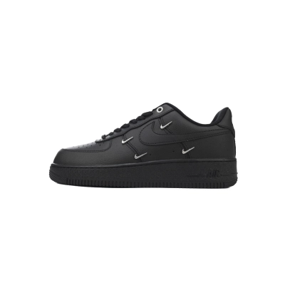 Air Force 1 Low Black Silver Mini Swoosh HQ1180-001  01