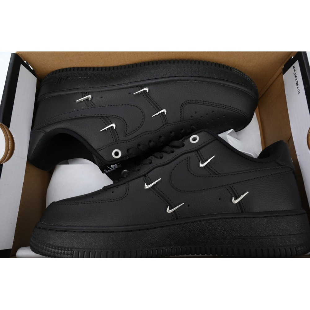 Air Force 1 Low Black Silver Mini Swoosh HQ1180-001 