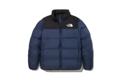 The North Face Splicing White And Sapphire Blue Long-sleeved down jacket 01