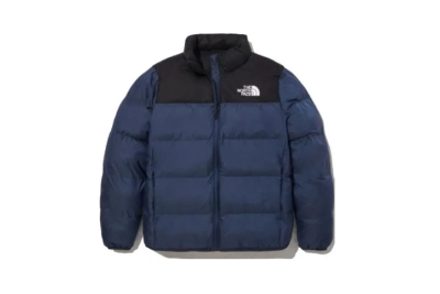 The North Face Splicing White And Sapphire Blue Long-sleeved down jacket 01