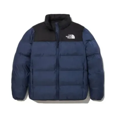 The North Face Splicing White And Sapphire Blue Long-sleeved down jacket 01