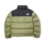 TheNorthFace Splicing White And Red Grass Green Long-sleeved down jacket