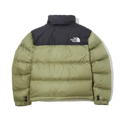 The North Face Splicing White And Red Grass Green Long-sleeved down jacket 02