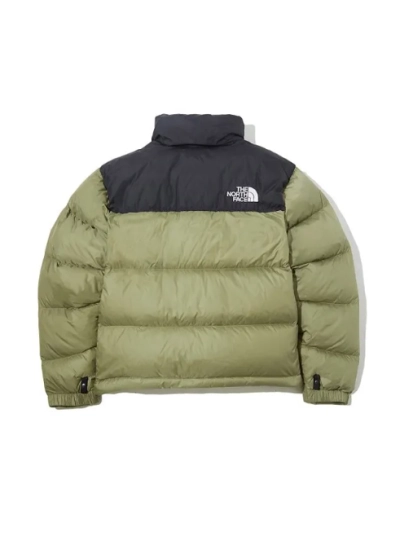 The North Face Splicing White And Red Grass Green Long-sleeved down jacket 02