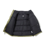 TheNorthFace Splicing White And Red Grass Green Long-sleeved down jacket