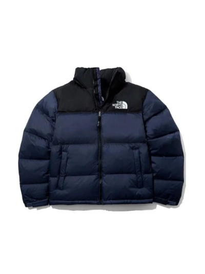 The North Face Splicing White And Navy Long-sleeved down jacket 01