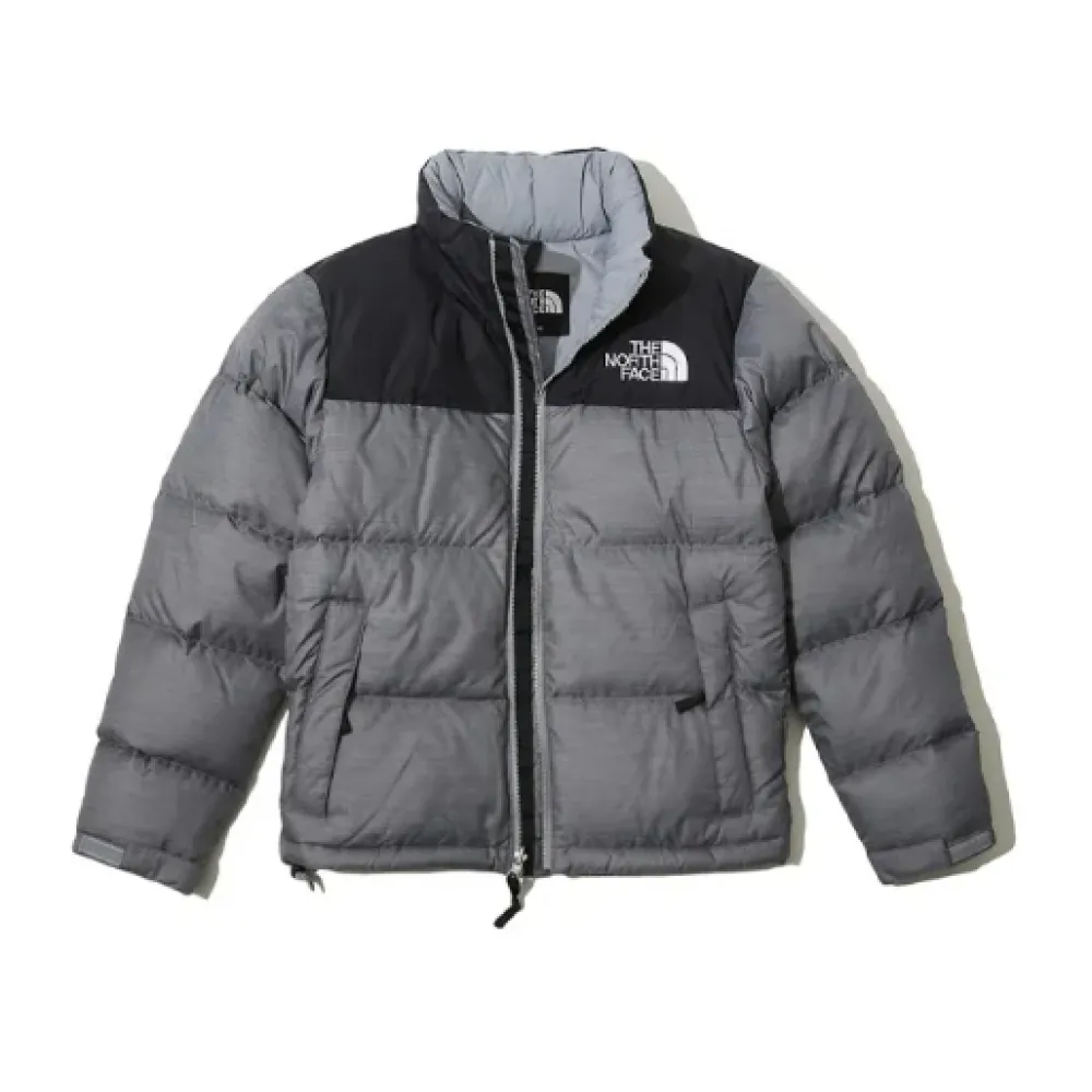 TheNorthFace Splicing White And Glossy Gray Long-sleeved down jacket