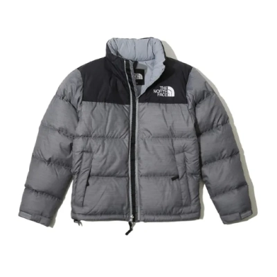 TheNorthFace Splicing White And Glossy Gray Long-sleeved down jacket 01