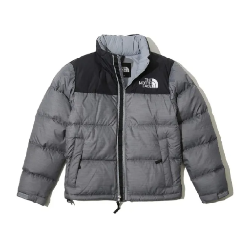 TheNorthFace Splicing White And Glossy Gray Long-sleeved down jacket
