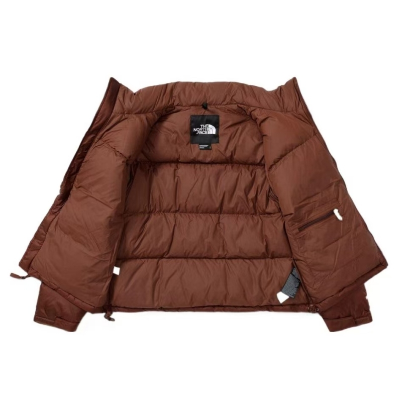 TheNorthFace Splicing White And Mocha Brown Long-sleeved down jacket