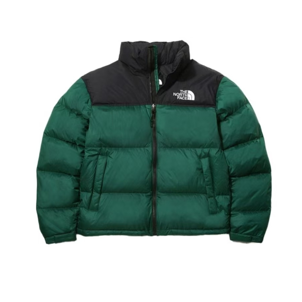 TheNorthFace Splicing White And Green Long-sleeved down jacket
