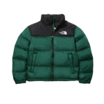 TheNorthFace Splicing White And Green Long-sleeved down jacket