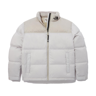 TheNorthFace Splicing White And Double Pinyin White Long-sleeved down jacket 01