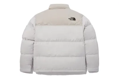 The North Face Splicing White And Double Pinyin White Long-sleeved down jacket 02