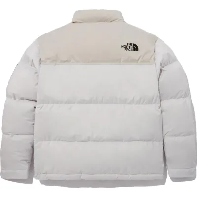 The North Face Splicing White And Double Pinyin White Long-sleeved down jacket 02