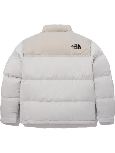 The North Face Splicing White And Double Pinyin White Long-sleeved down jacket 02